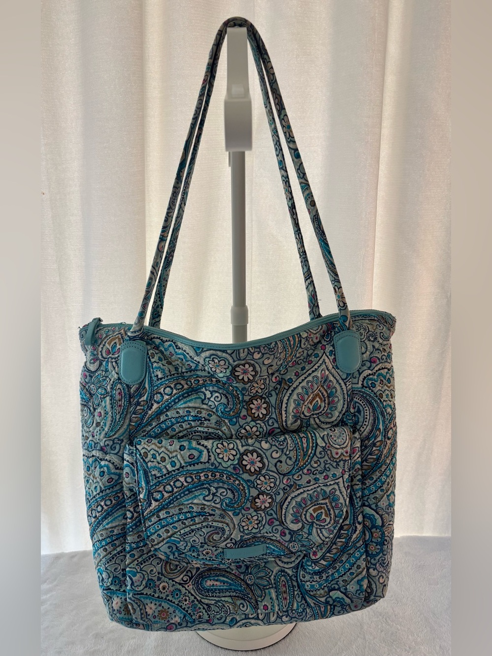 Vera Bradley Quilted Paisley Tote - Aqua Teal Floral